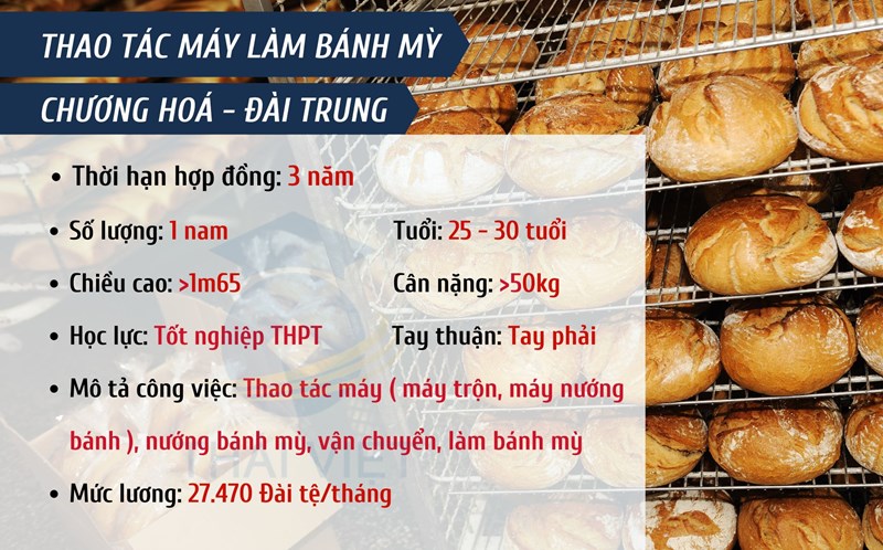 ĐƠN HÀNG THAO TÁC MÁY LÀM BÁNH MỲ - ĐÀI TRUNG